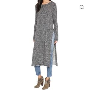 FREE PEOPLE “To the Max” Heather Gray Longline Tunic Midi Dress